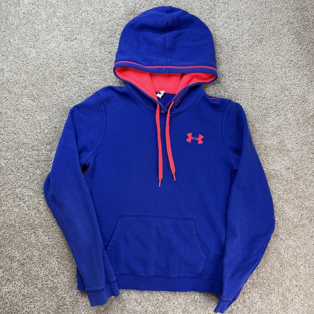 Under Armour Hoodie Women Small Blue Fleece Pullover Logo AllSeasonGear Athletic